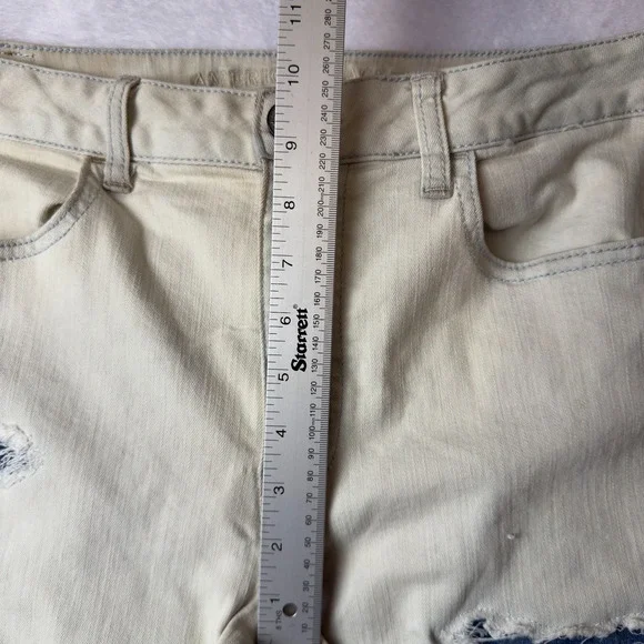 American Eagle Jeans Womens 14 White Hi-Rise Jegging Distressed Denim Stretch - Picture 4 of 14